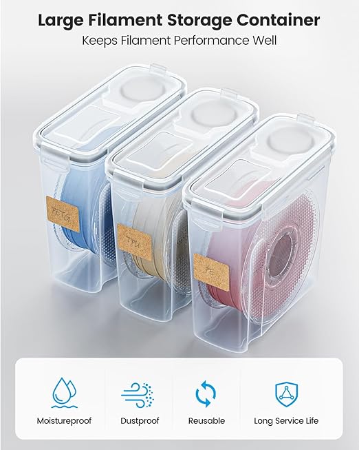 YOOPAI Filament Storage Box - 6 Pack Filament Container for 3D Printing Sealing and Protection - Portable Storage Box with Desiccants&Label for Home&Office,Water-Proof and Dust-Proof 4.0L(9.03*8*3)