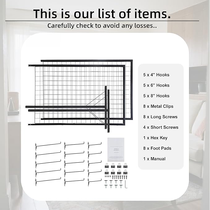 2 Packs Grid Wall Panels Tower 2' x 5.6' Double Side Wire Gridwall Display Racks with T-Base for Craft Shows Retail Home Decor - Portable Folding 60lbs Capacity Easy Setup Includes Extra Clips Hooks