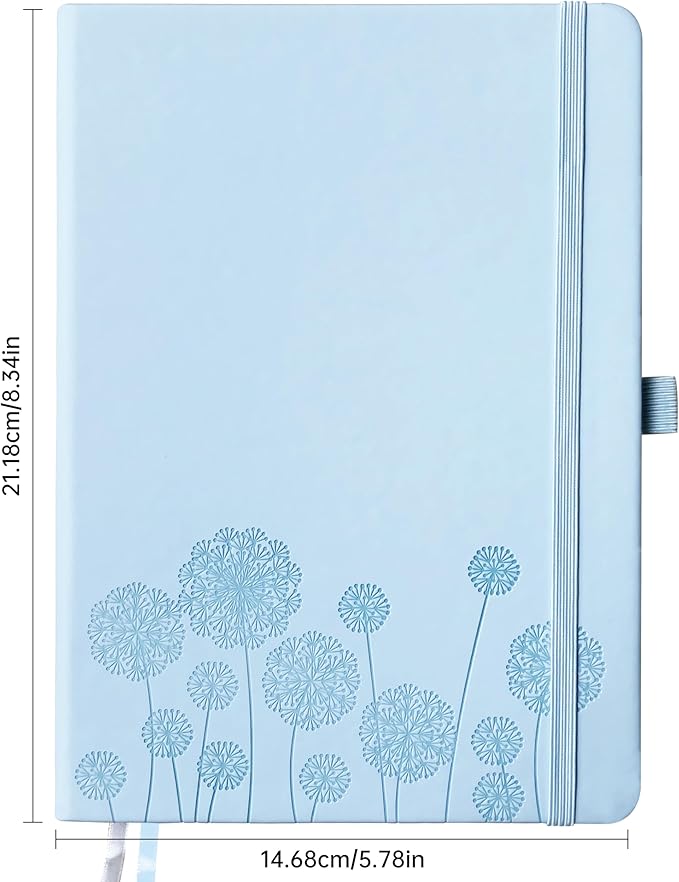 Notebook Journal for Women,A5 Hardcover Leather Journaling Notebooks for Work,200 Pages Travel Journal for Women Men with Pen Holder and Ribbon,5.78"×8.34"(Blue)