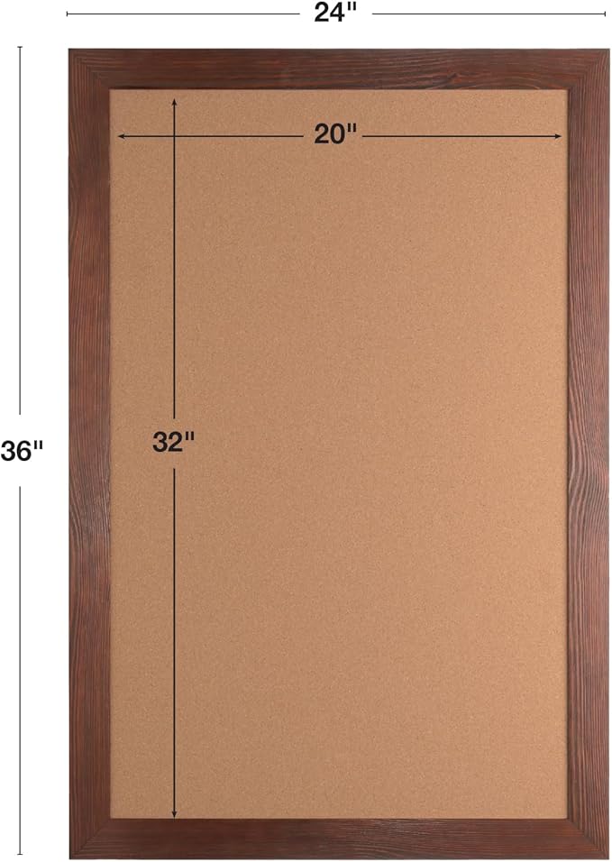 Excello Global Products 24" x 36" Rustic Wood Frame Corkboard