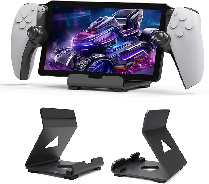 Tablet Desktop Stand Compatible with ROG Ally X/PlayStation Portal/Steam Deck,Desktop Handheld Game Console Holder with Anti-Slip Silicone Pad (Black)