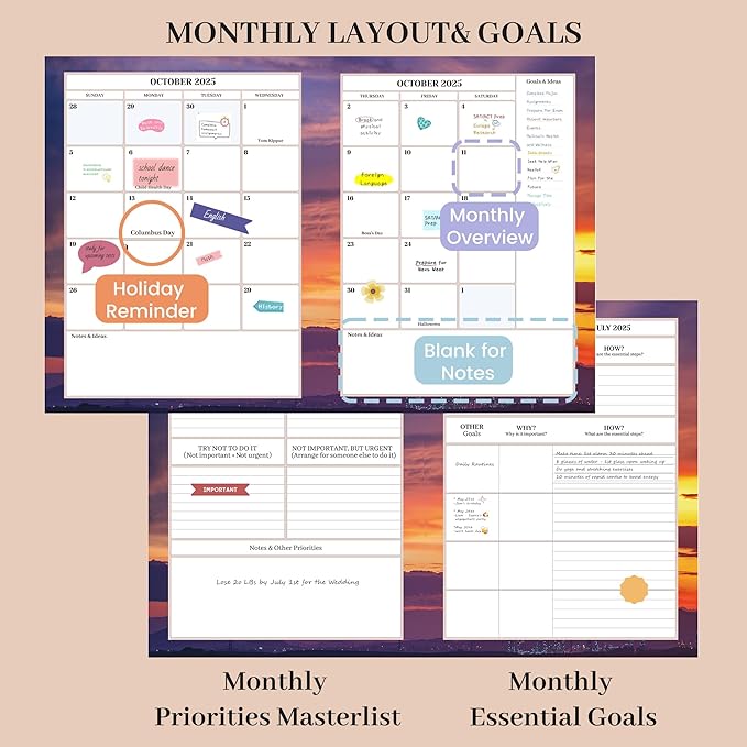 CAGIE 2026 Planner Oct 2025-Dec 2026 Hourly Daily 2025-2026 Weekly Monthly Planners for Women 25-26 Day Hardcover Calendar Agenda with Stickers, 8.5 x 11