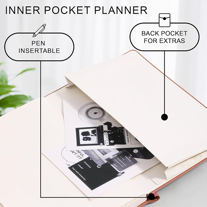 2026 Planner，Undated Weekly Planner With Pockets , Undated A5 Week Plan Notepad 5.5'' X 8.1'' Weekly Agenda Weekly To Do List Planner Notebook With Goal & Habit Tracker Organizer Inner Pocket, Perfect For Office Home School Supplies Vegan Leather Hardc...