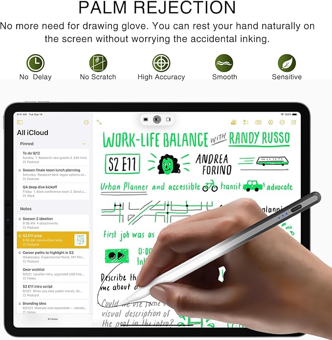 Pen for iPad 2018-2025, HATOKU 15 Mins Fast Charging Pencil 1st Generation with Tilt & Palm Rejection for iPad Air 3/4/5/M2/M3, iPad Mini 5/6/7, iPad 6/7/8/9/10/11, iPad Pro 11/12.9/M4/M5(Black White)