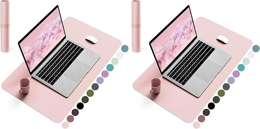 YSAGi Non-Slip Leather Desk Pad, Waterproof Laptop Computer Desk Keyboard Mat, Table Protector Blotter Mat, Large Mouse Pad for Office/Work/Home/Decor(Pink, 23.6" x 13.7") (Pack of 2)
