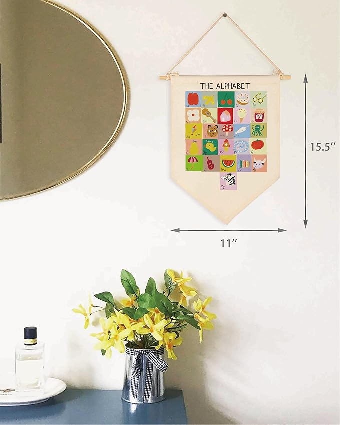 Canvas Banner Flag Sign Pennant Poster Wall Decor Gift for Nursery Classroom Kindergarten Preschool Education Baby Room Reading Room Playroom Teacher Office Kid Girl Boy-Christmas Gift-Alphabet ABC