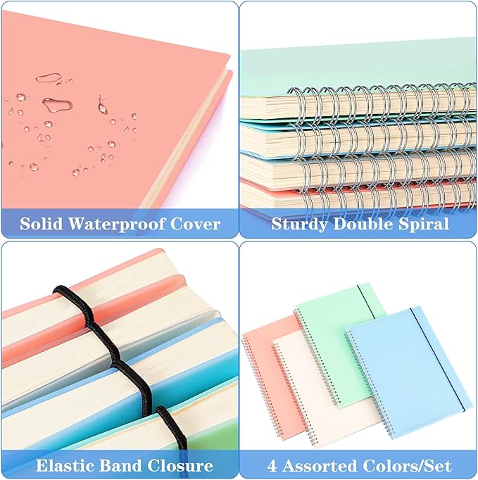 Graph Paper Notebook, Spiral Notebook, Large B5 Graph Notebook Journal, 8" x 10" Grid Graphing Notebooks for Work, School, Math, Lab, Engineering, 24pcs Index Tabs, Assorted Pastel, 4 Squares/Inch