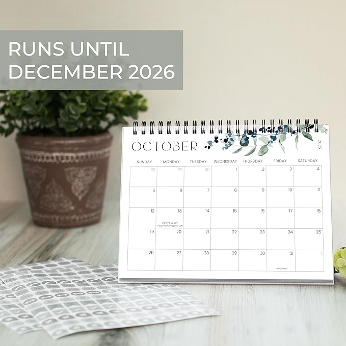 Aesthetic Desk Calendar 2026 - Runs until December 2026 - Beautiful Small Flip Desktop Calendar for Easy Organizing