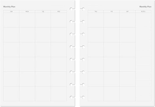 Discagenda Planner Insert Refills Discbound 54 Sheets 120gsm 80lb 5.8x8.3in (Monthly, A5)