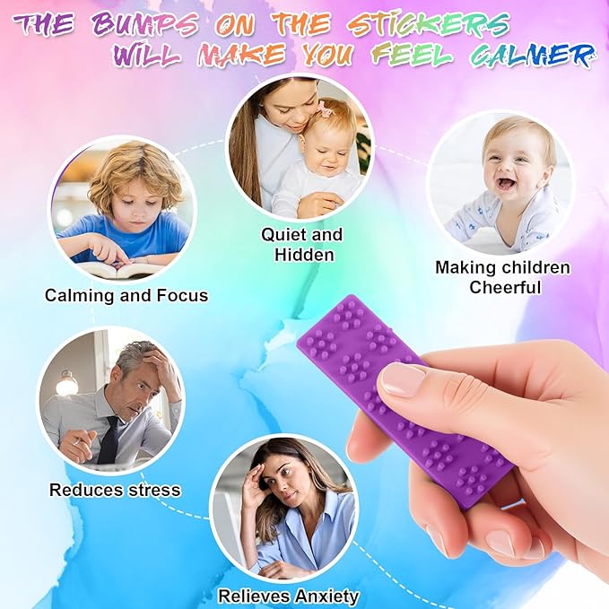 Ireer 6 Pcs Textured Sensory Stickers Silicone Desk Fidget Decals Thick Mental Health Stickers Strips Different Textured Calm Decals Stress Anxiety Relief Items for Adult Autism ADHD Desk Office Gift