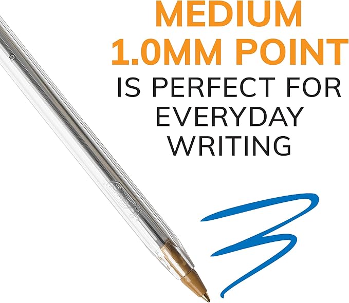BIC Ballpoint Pen, Medium Point, Blue | Cristal Xtra Smooth | 1.0mm | 10-Count | Pack of 2