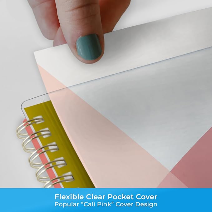 Blue Sky Weekly and Monthly Academic Year Planner Calendar, July - June, Clear Pocket Cover, Wirebound, Laminated Tabs, Cali Pink (Cali Pink- 2025/2026, 8.5" x 11")