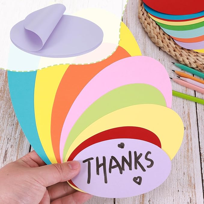 MECCANIXITY 30pcs Oval Card Stock 3-3/10 Inch 50lb/180gsm Thick Cutouts Coaster Paper for Craft Bulletin Board Decor, Light Purple