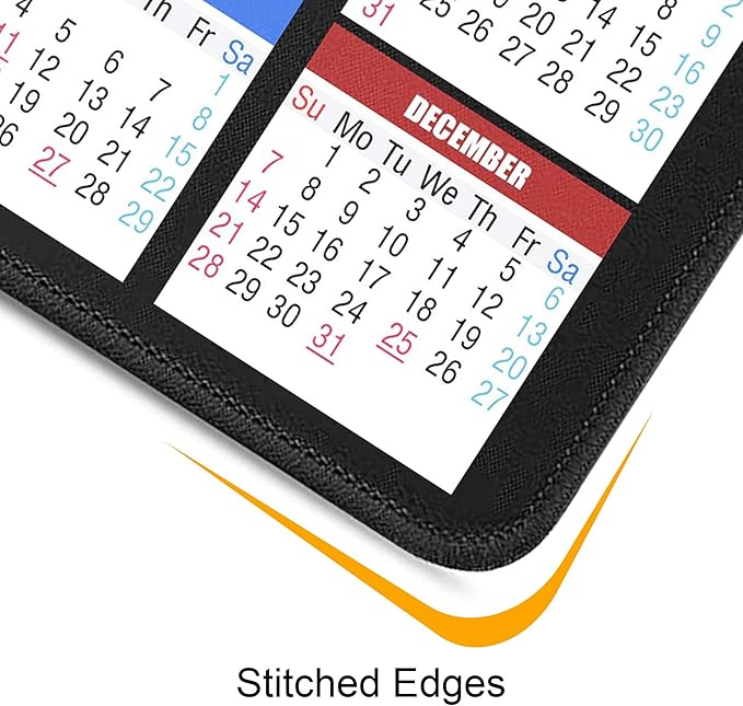 Calendar Mouse Pad with Non-Slip Rubber Base, Premium-Textured & Waterproof Mousepads with Stitched Edges, Mouse Pads for Computers, Laptop, PC, Office & Home (2025 White)