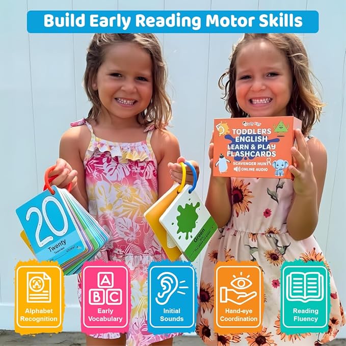ABC Flash Cards for Toddlers 1-4 - Learning Phonics Alphabet Baby Flashcards - Preschool Sight First Words Numbers Colors Objects for Kindergarten