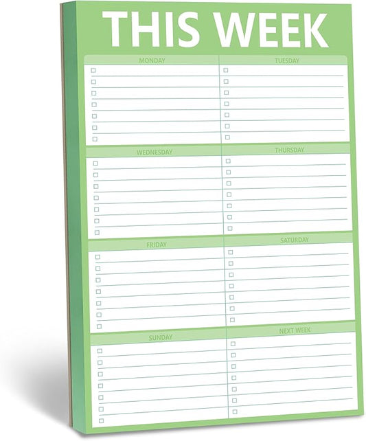 90 Sheets Weekly Planner, Magnetic Checklist Planner Updated Weekly To-do Notepad, Tear-off Blank Shopping List for Office or School, Green