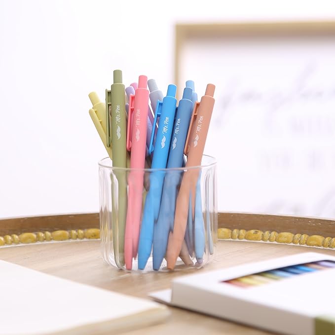 Mr. Pen Retractable Gel Pens - 12 Pack, Black Ink, Pastel Barrel, Fine Point 0.5mm, Retractable, Cute Pens for Journaling