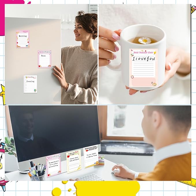 Teacher Sticky Notes Gifts - 9 Pack Inspirational Sticky Notes 3x4 Inch Thank You Teacher Appreciation Week Gifts Post Self-Stick Memo Pad Office School Supplies 450 Sheets