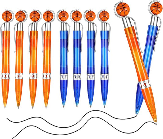 12 Pcs Basketball Pen Sports Ballpoint Pens Basketball Party Favors Sports Souvenirs Black Ink Writing Pen for Office Desk Fun Stationery Supplies. (orange/blue-12)