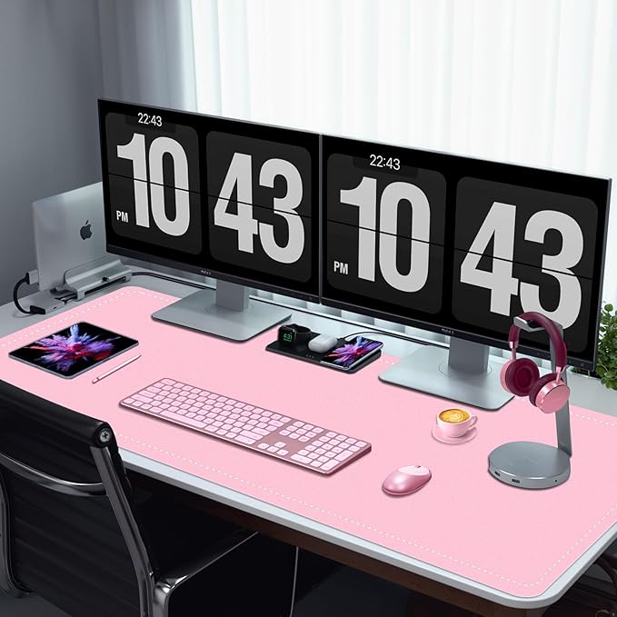 Large Desk Pad, 47.2" x 17" PU Leather Desk Mat for Desktop, Non-Slip Office Desk Mat for Desk, Desk Blotter Pad, Waterproof Computer Pad for Desk, Keyboard Mats for Home & Office (Fairy Tale Pink)