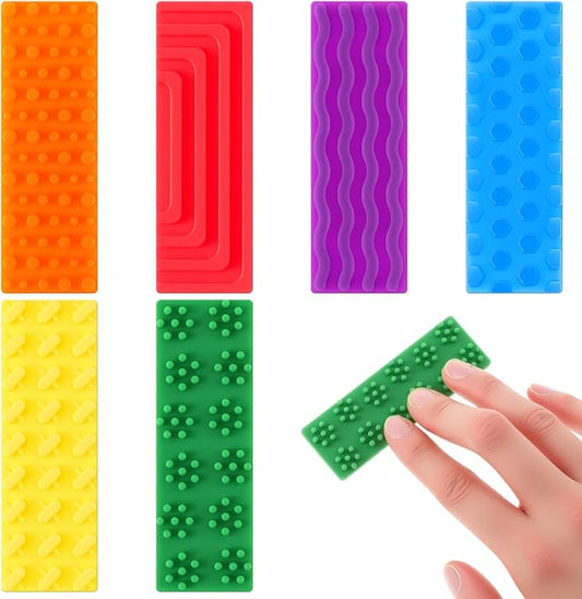 Ireer 6 Pcs Textured Sensory Stickers Silicone Desk Fidget Decals Thick Mental Health Stickers Strips Different Textured Calm Decals Stress Anxiety Relief Items for Adult Autism ADHD Desk Office Gift