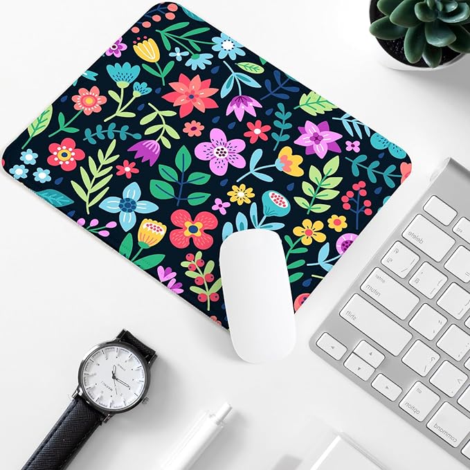 Flower Square Mouse Pad,Non-Slip Rubber Base Mouse Pad,Home Office Decoration Desktop Accessory,Laptop Mouse Pad for Office Laptops,9.4x7.8x0.12inch 9