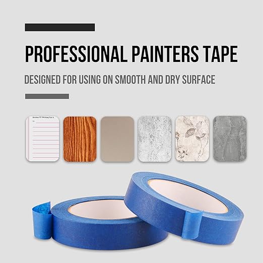 Lichamp 3 Pack Blue Painters Tape 1 inch, Blue Masking Tape 1 inch x 55 Yards x 3 Rolls (165 Total Yards)