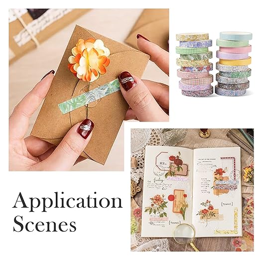 20 Rolls Scrapbook Tape 7 mm Floral Decorative Tape Set Floral Tape Pack Aesthetic Colored Tape Rolls Stickers for Crafts DIY Scrapbook Bible Study Journaling Planner Supplies