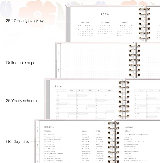 And Per Se 2026 Planner with Pattern, A4 Size-Daily, Weekly & 18-Monthly Planner, Daily Schedule, Monthly Tabs, 100 GSM Thick Paper(Botanical Floral)