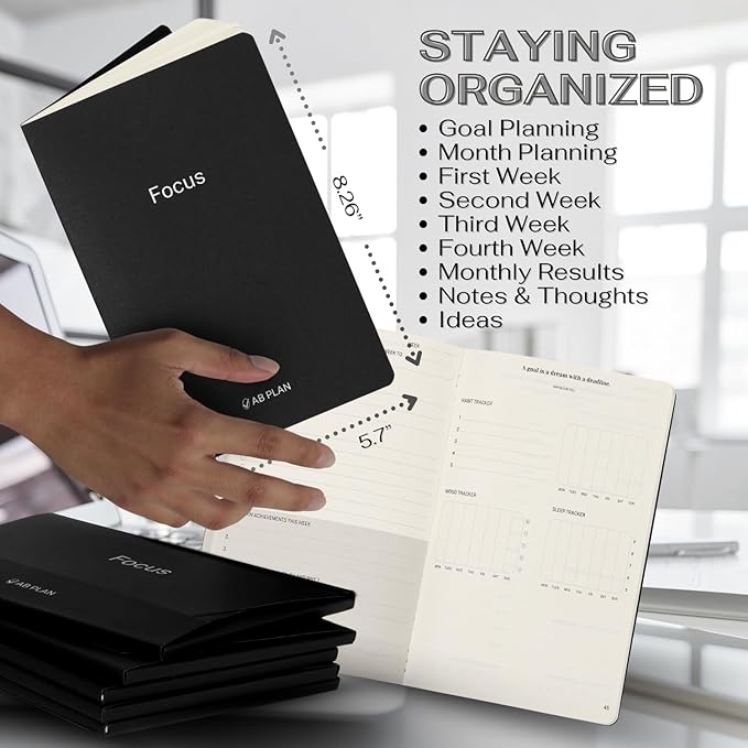 Weekly Planner – Hardcover Monthly Planner Habit Tracker – Goal Setting Daily Journal Undated Planner for Women, Men – Ultra-Thick Paper Day Planner For Notes, Organizing, Sleep Habit