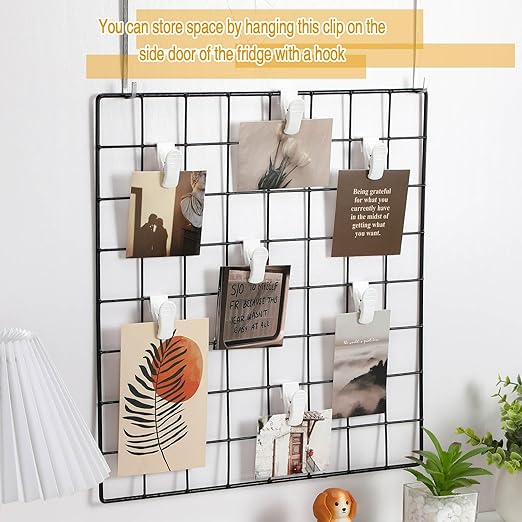 15 Pcs Gridwall Accessories Grid Wall Hooks Clips Hanging Display Sign Holder Panel Wall Wire Rack Clips for Retail, Home, and Workspace Organization, Displays, and Storage (White)