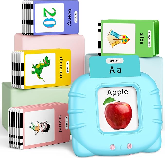 252 Sight Words Talking-Flash-Cards, Valentine's Day Birthday Gifts for Boys 1 2 3 4 5 6 Year Old, Educational Montessori Toys, Pocket Speech Language Learning Toys for Toddlers Ages 1-6, Blue
