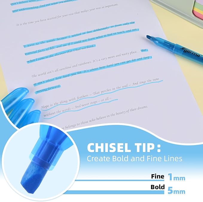 Blue Highlighters 30 Pack, Chisel Tip Highlighter Bright Color, Dry Quickly, Smudge Proof Perfect for Students Adults Studying, Organizing, Coloring, Highlighting in Classroom, School, Office