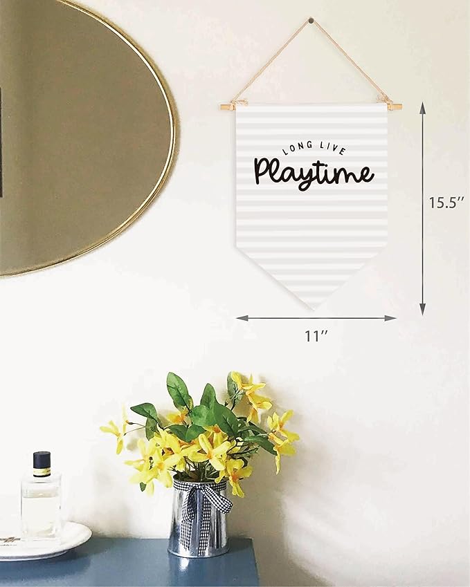 Playroom Decor, Long Live Playtime Banner, Boho Rainbow Linen Banner Wall Hanging Banner Flag Pennant Poster Decor for Toddler Boy Kids Room Nursery Playroom-Birthday Christmas Gift-15.6"x11"