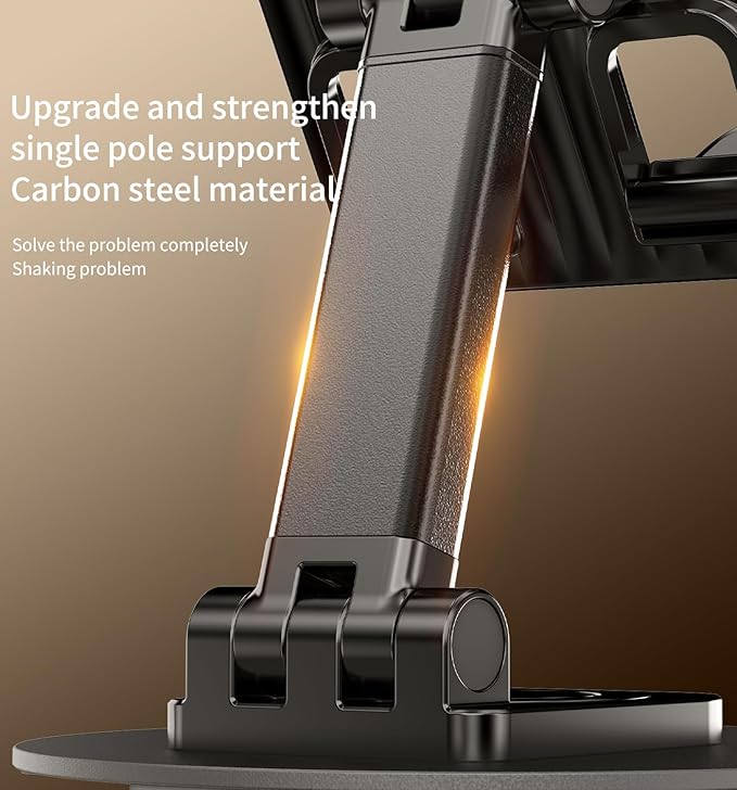 360° Degree Rotating Mobile Phone Holder,Fully Adjustable Foldable Desktop Phone Holder Stand Base,Foldable Desktop Cell Phone Stands for iPhone17 16 15 Pro Max Plus iPad Samsung (K39B-black)