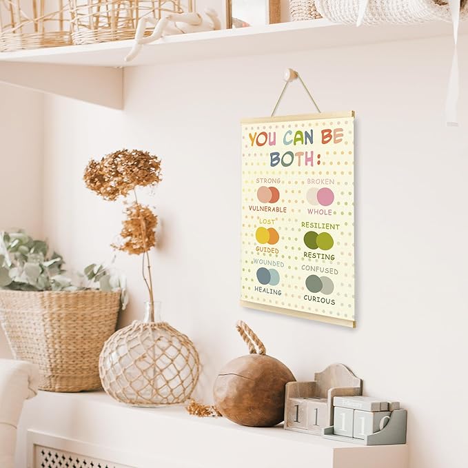 CGBHW Mental Health Poster Hanger Frame 12x16 for Kids, Positive Affirmations Posters Wall Art Hanging Decor for Counselling Therapy Office Classroom Nursery Bedroom, Inspirational Wall Decor