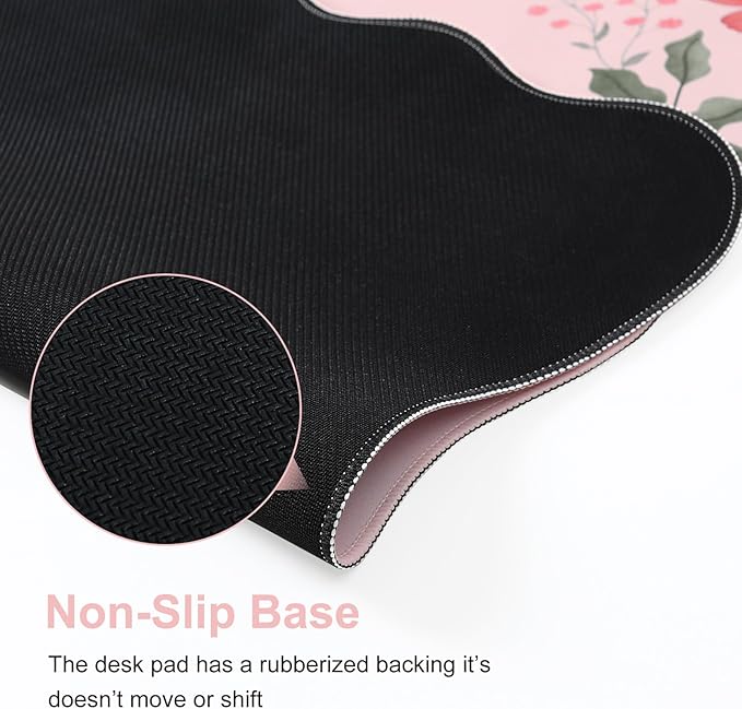 iCasso Desk Mat, Cute XXL Mouse Pad, Anti-Slip Big Mousepad with Stitched Edges, Keyboard and Mouse Mat (Pink)