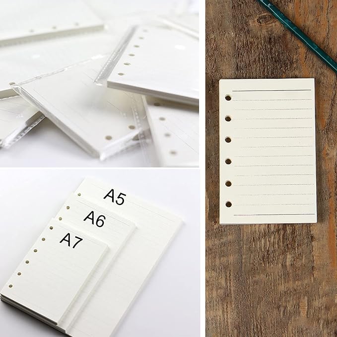 A7 Planner Refill, 3 Pack 135 Sheets/270 Pages, Planner Refill, Writing Paper, A7 Size, 6 Hole Binder Journal Notebook