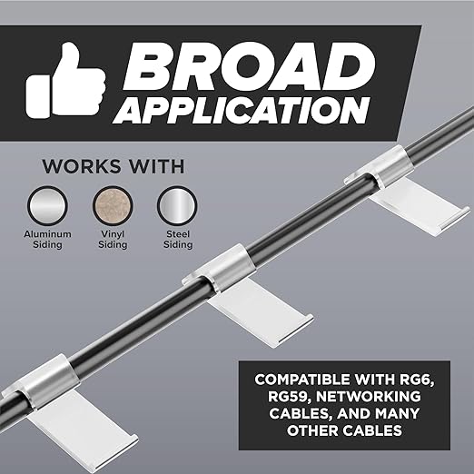 THE CIMPLE CO Cable Clips - Wire Management - Nylon Horizontal Siding Clips - Coaxial Mounting Home Snap-Ins - RG6 and RG59 - White, 50 Pieces
