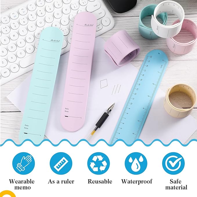 6 Pcs Nurse Silicone Bracelet to Do List Slap Silicone Reminder Bracelet Reusable Wearable Wrist Waterproof for Work Wrist Strap(Fresh Color,Classic Style)
