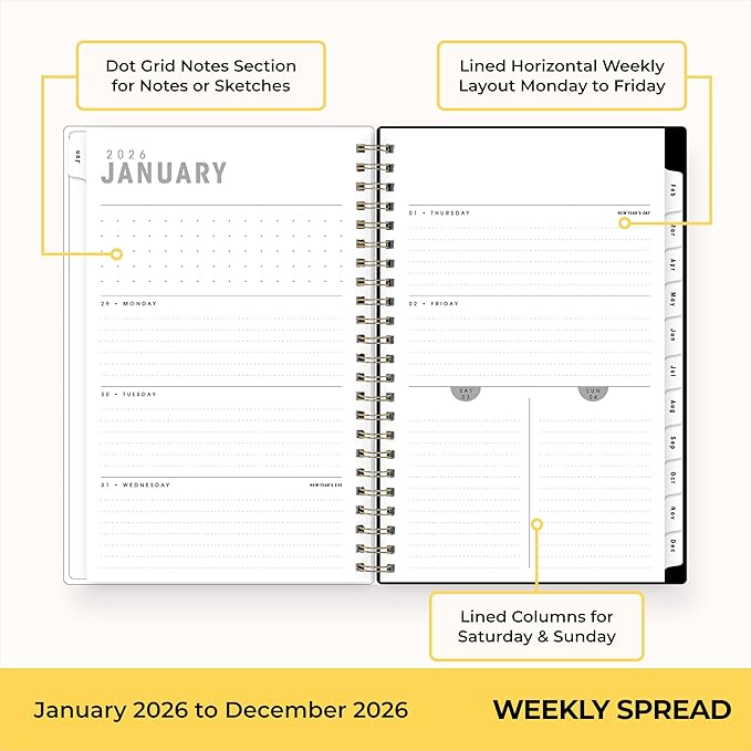 Blue Sky Artisans & Makers Sara Harding 2026 Weekly and Monthly Planner, January 2026 - December 2026, 5" x 8", Flexible Cover, Durable Wire Binding, Laminated Tabs, Pocket, Stickers, Butterflies