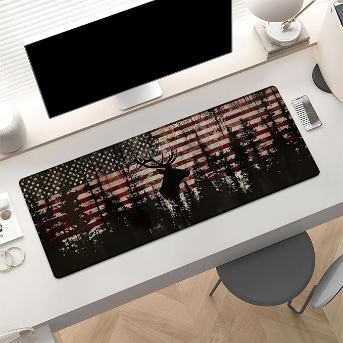 Deer Gaming Mouse Pad, Large Desk Mat for Computer, Extended Keyboard Laptop Mouse Pads, 31.5×11.8in Non Slip Rubber Mousepad for Office Decor Gifts(color1)