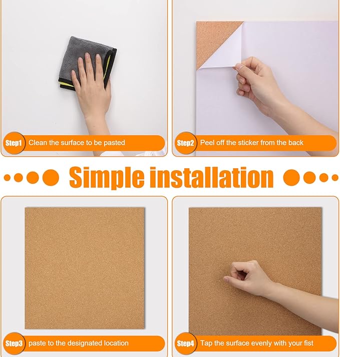 Cork Board Tiles 12"x12" - 1/2" Thick - 6 Pack Cork Tiles - Bulletin Board - Mini Wall (6pack) (6pack 30.5 * 30.5 * 1.2)