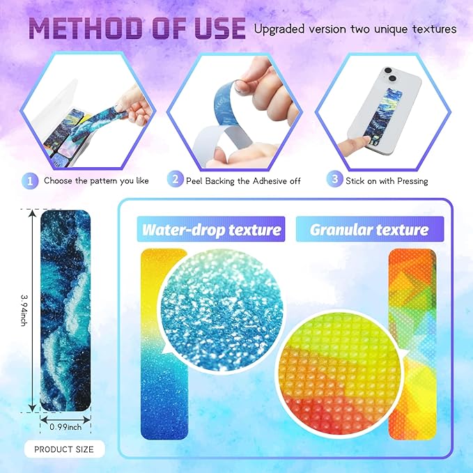 72 Pieces Anxiety Sensory Stickers with Storage Box - Calming Stickers 2 Textured Surface - Fidget Strips for Office & Classroom Desk Adult & Teen Stress (Personality)