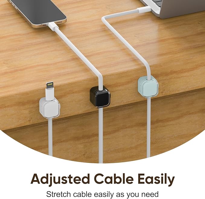 9-Pack Magnetic Cord Holder，Magnetic Cable Clips Strong Adhesive Desk Cable Management ，Cable Management Cord Holder Organizer for Home Office Desk Phone Car Wall Desktop Nightstand (Black)