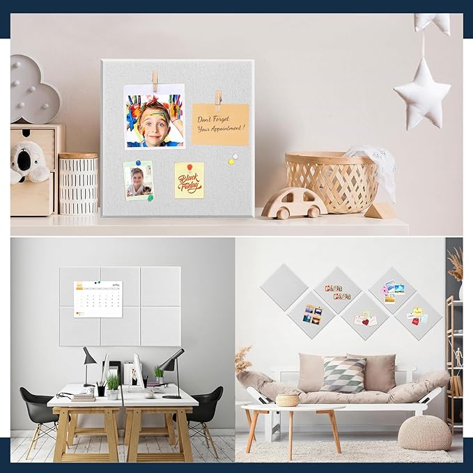 Cork Board Alternative 36"x24",with 50 PushpinsVision Board and Decorative Hanging Pin Board (White)