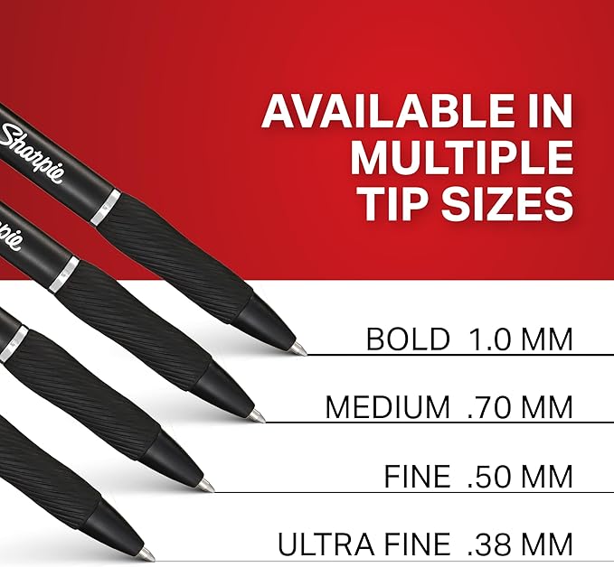 Sharpie S-Gel Pens, Medium Point (0.7mm), Black Ink, 4 Count - Ideal for Writing, Journaling, Drawing, Coloring, Note-Taking, College Supplies