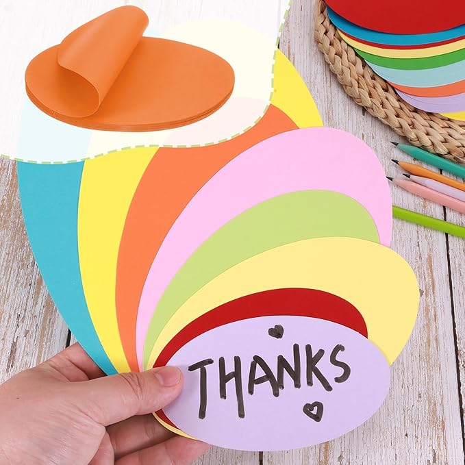 MECCANIXITY 30pcs Oval Card Stock 5 Inch 50lb/180gsm Thick Cutouts Coaster Paper for Craft Bulletin Board Decor, Orange