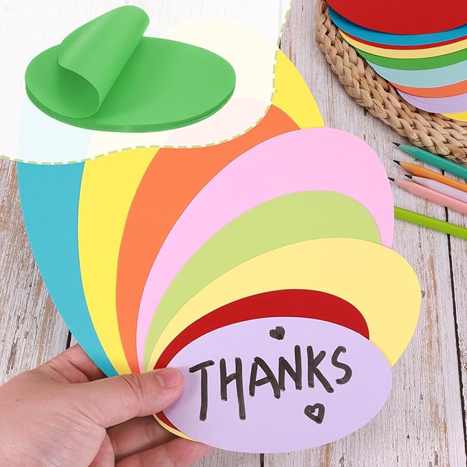 MECCANIXITY 30pcs Oval Card Stock 3-3/10 Inch 50lb/180gsm Thick Cutouts Coaster Paper for Craft Bulletin Board Decor, Dark Green
