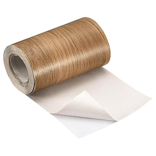 uxcell Wood Grain Tape, 5.91" x16 Ft Wall Paper Border Sticker Self-Adhesive Wood Grain Repair Patch with Scraper for Wall Corner Table Door Sofa Furniture Home Decor (Brown)